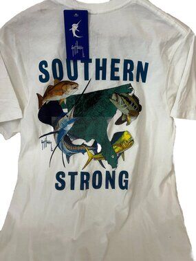 Southern Strong Guy Harvey Mens Boat Crew White T-Shirt NWT Medium M.   Dd